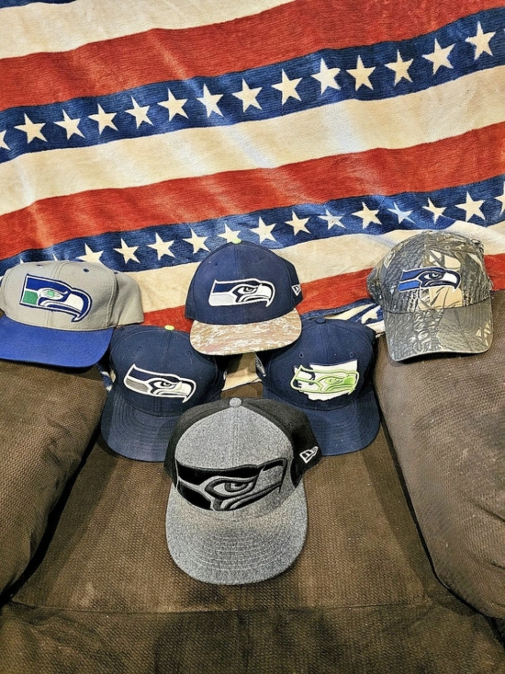 Seattle Seahawks Fitted And Unfitted Hats Lot